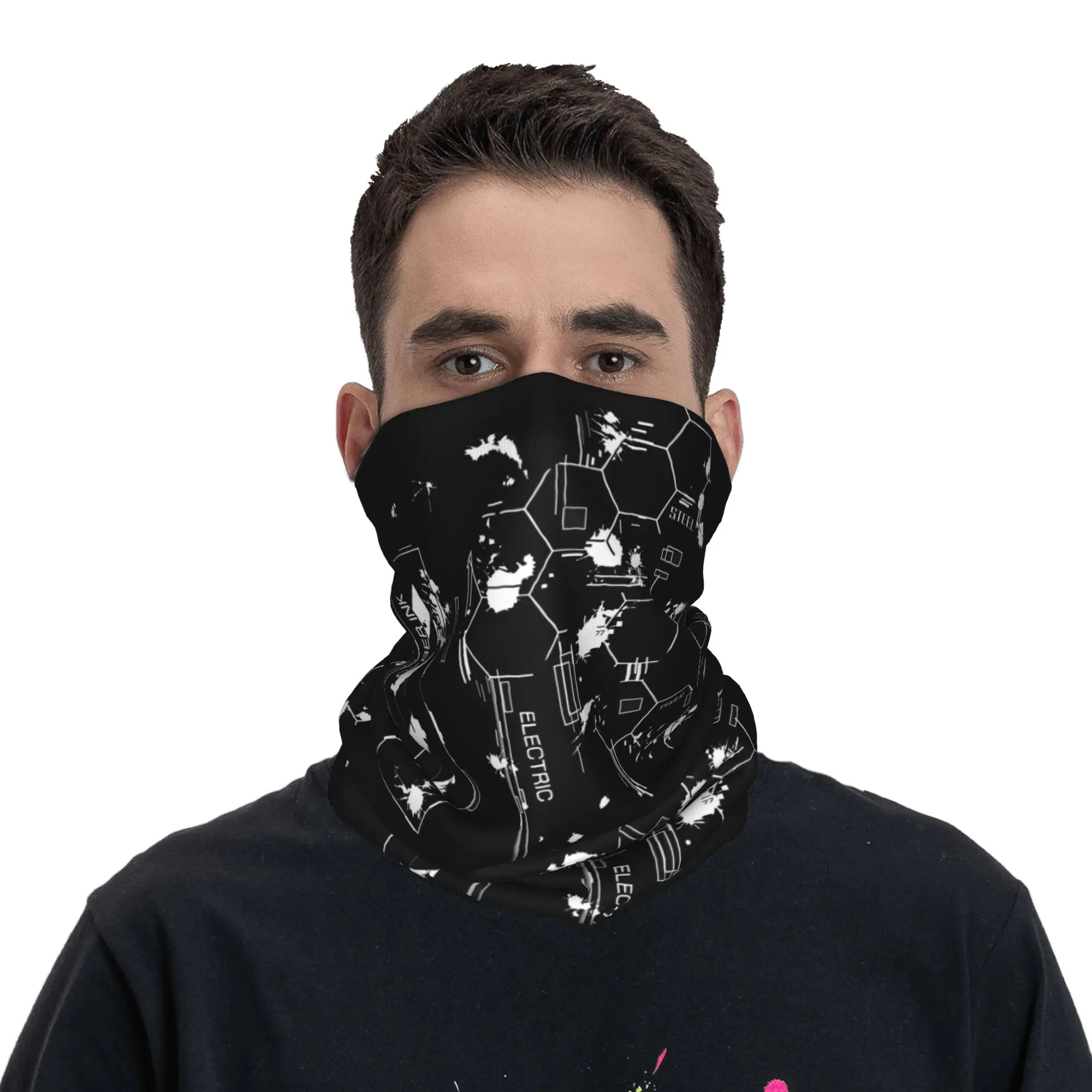 Custom Techwear Winter Headband Neck Warmer Men Women Hiking Hunting Tube Scarf Cyberpunk Mechanical Shape Face Bandana Gaiter image 4