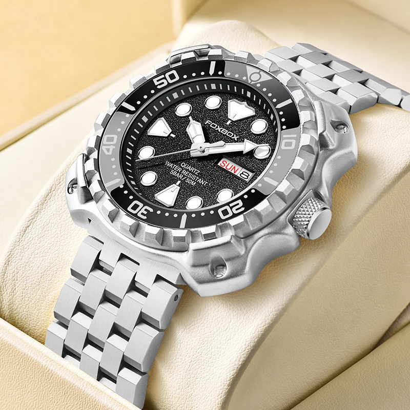 LIGE Brand Foxbox Business Quartz Watch Casual Fashion Stainless 50M Waterproof Weeks Man Watches Roating Bezel Men Wristwatches