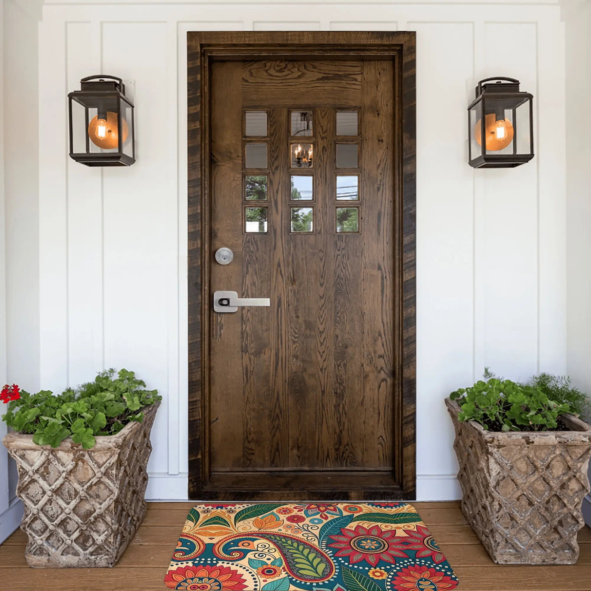 Stylish Mandala Flower Door Mat, Suitable for Machine Washing, Perfect for Bathrooms, Bedrooms, Living Rooms, And Entrances