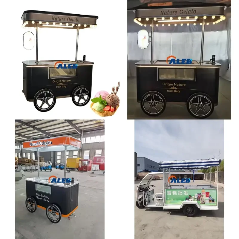 SFW Certificate Multifunctional Mobile Street Food Trailer Ice Cream Cart Fast Food Pizza Cocktail Stainless Steel 1 Year
