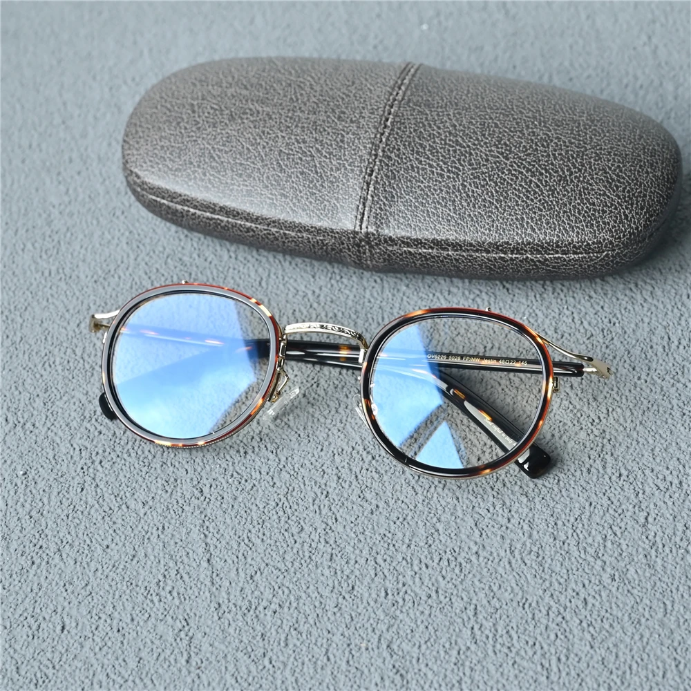 Vazrobe Titanium Eyeglasses Frame Men Women Round Glasses High-end Quality Spectacles for Prescription Tortoise Gold Fashion