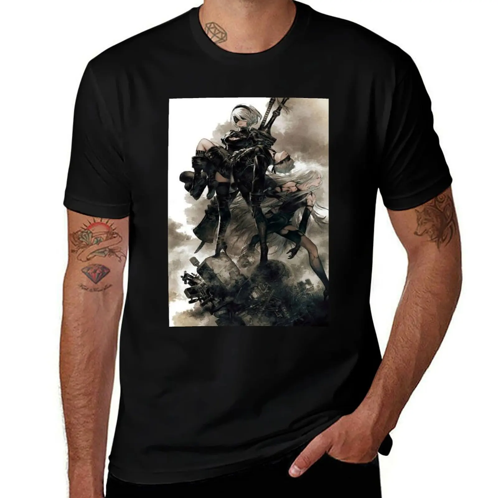 

Nier Automata Art T-Shirt T-shirts man anime clothes Blouse street wear t shirts for men cotton