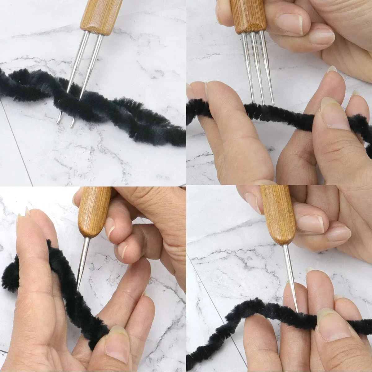 Professional Dreadlocks Crochet Bamboo Handle Hook 0.5Mm 0.75Mm 1-Hook 2-Hooks 3-Hooks Needle for Dreadlocks Needle 3Pcs/Set