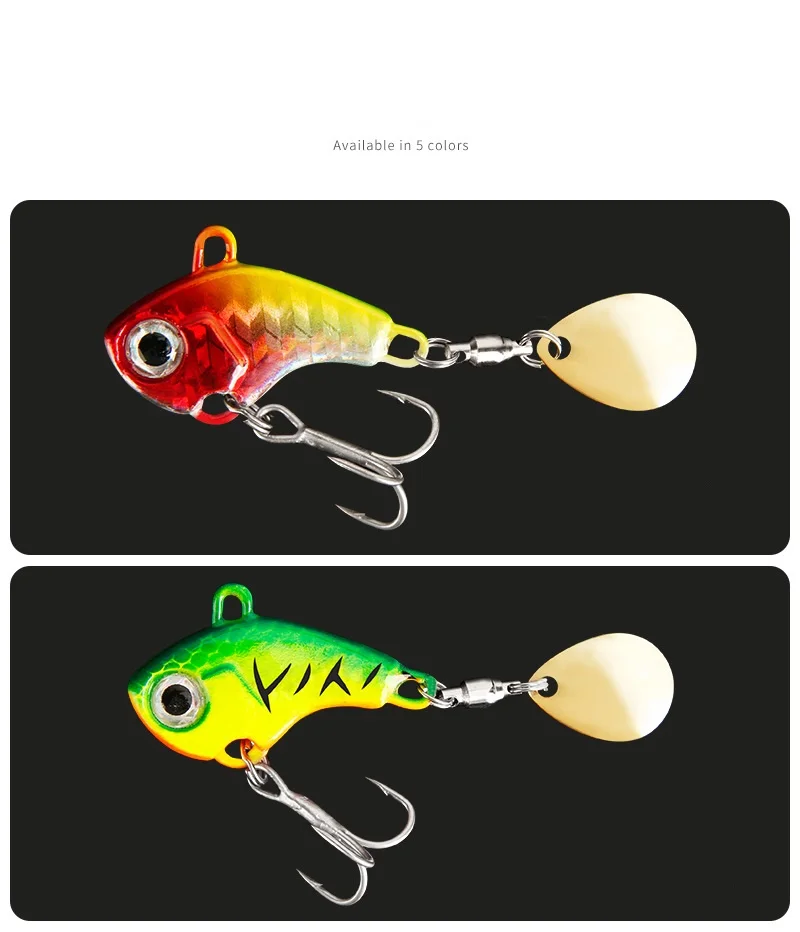 Angeln Locken Set 5 stücke Wobble Rotierenden Metall VIB Vibration Köder Spinner Löffel Jig Meer Lockt Künstliche Harte Köder Pailletten angelgerät – Detail 9