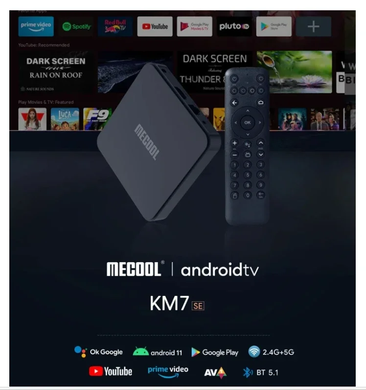 Mecool KM7 SE TV Box Android 11 ATV Google Certified LPDDR4 2GB RAM 32GB 4K Dual Wifi BT5.1 Support AV1 Youtube 4K Set Top Box