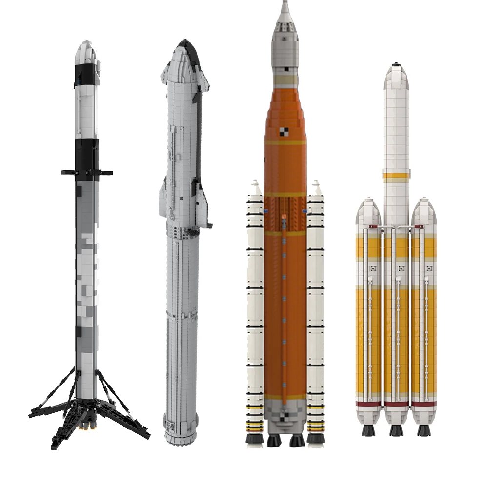 MOC V Scale Building Blocks Set Assemble SpaceX Falcon Heavy Saturn ESA Arianes space Ariane 6 Rocket Bricks Spaceship Toys Gift