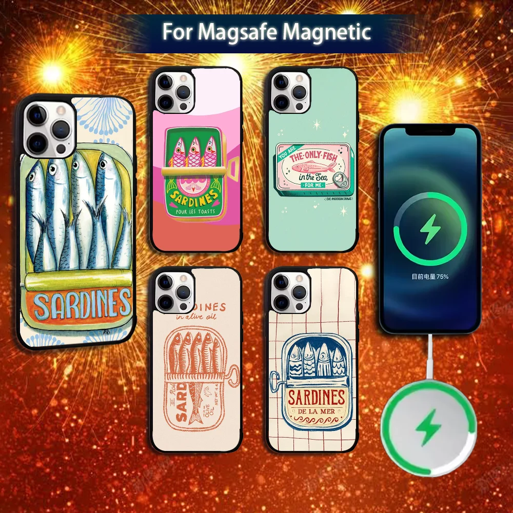 

Fish Funny Sardines Phone Case For iPhone 16e,16,15,14,13,12,11,Plus,Pro,Max,Mini Magsafe Magnetic Wireless Charging