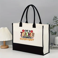 Bolso de mano de gran capacidad, bolsa de compras impresa de un solo hombro, conveniente, adecuado para maestros, estudiantes, padres