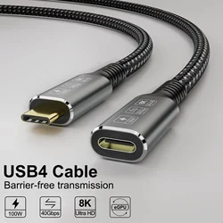 USB4 8K Cable Thunderbolt 4 Compatible USB 4 Type-c Male to Female Extension Cable  Compatible with External SSD eGPU
