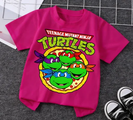 Nickelodeon Children's "Teenage Mutant Ninja Turtles" Cartoon Print T-Shirt - Spring/Summer Pure Cotton Soft and Comfortable Top - view 3