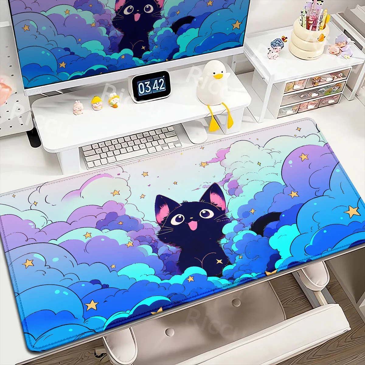 

Kawaii Mouse Pad Art Design Cute Cat Computer Keyboard Mat Large Gaming Mousepad Deskmat XXL PC Gamer Office Home Table MausePad