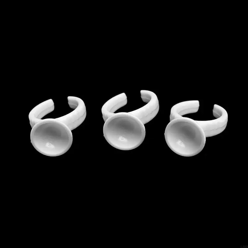 

L8RD 100Pcs Disposable Ring Holder Pallet For Eyelash Extension Set White