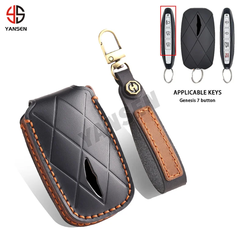 

Black Leather Key Case Cover For Genesis G60 G70 G80 G90 GV60 GV70 GV80 GV90 New Genesis Remote Key Accessories