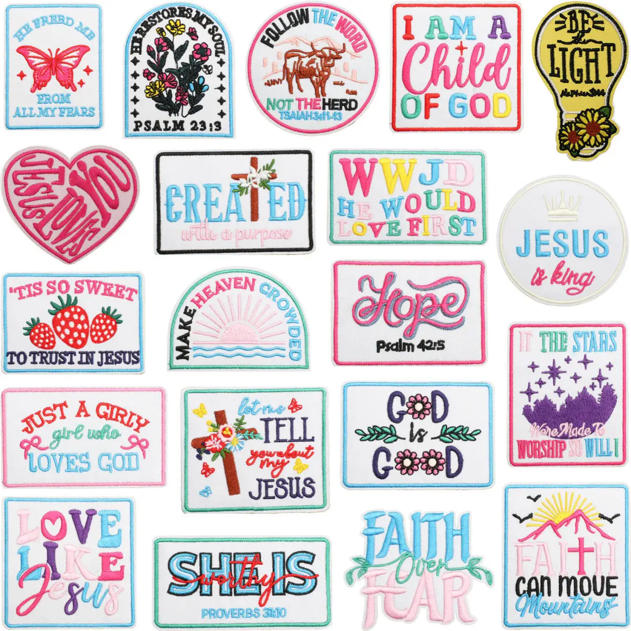 

Rectangle English Letters Jesus God Iron-on Sew Embroidery Badge Patches DIY T-shirt Hat Backpack Clothing Appliques Sticker