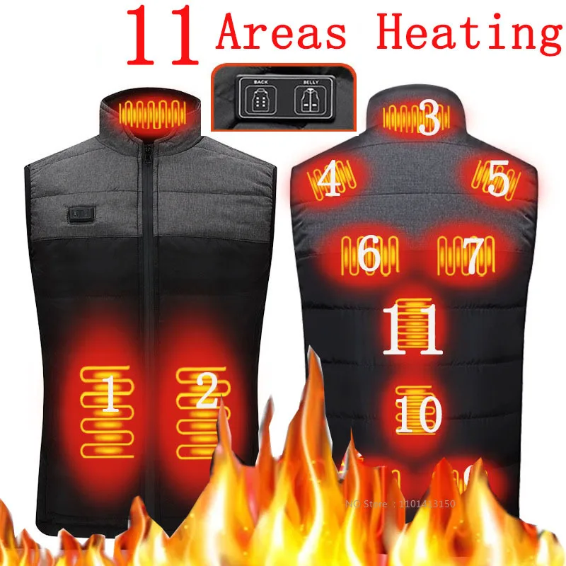 

Intelligent Heated Vest Man USB Electric Smart Heated Jacket Man 11 Areas Zone Men's Heating Jacket for Outdoor Hunting Camping