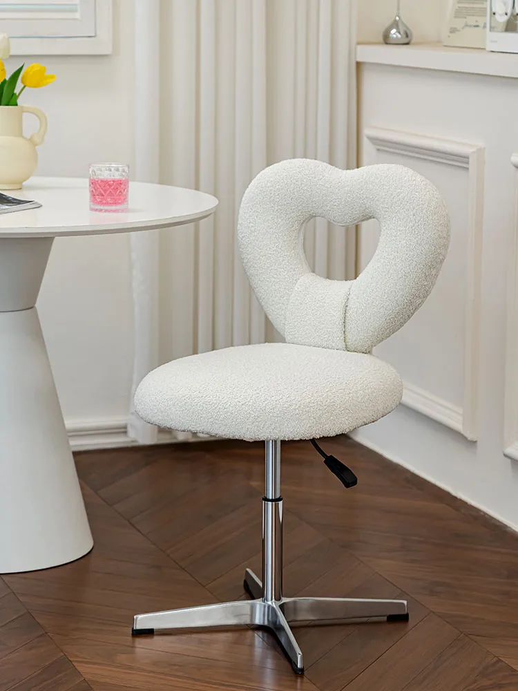 Furniture Lamb Fleece Love Makeup Chair,Bedroom Dressing Stool,Home Creative Living Room Dining Chairs,Lifting Stools Customized