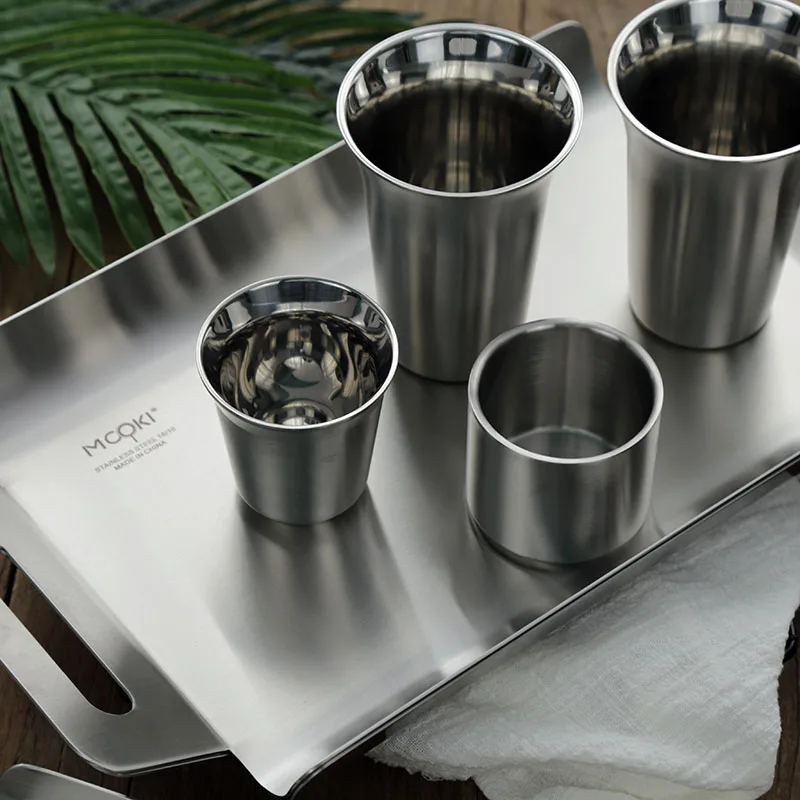 304 Stainless Steel Binaural Tray Fruit Plate Tea Tray Dining Tray Bread Dessert Plate Thickened All-Steel Integrated