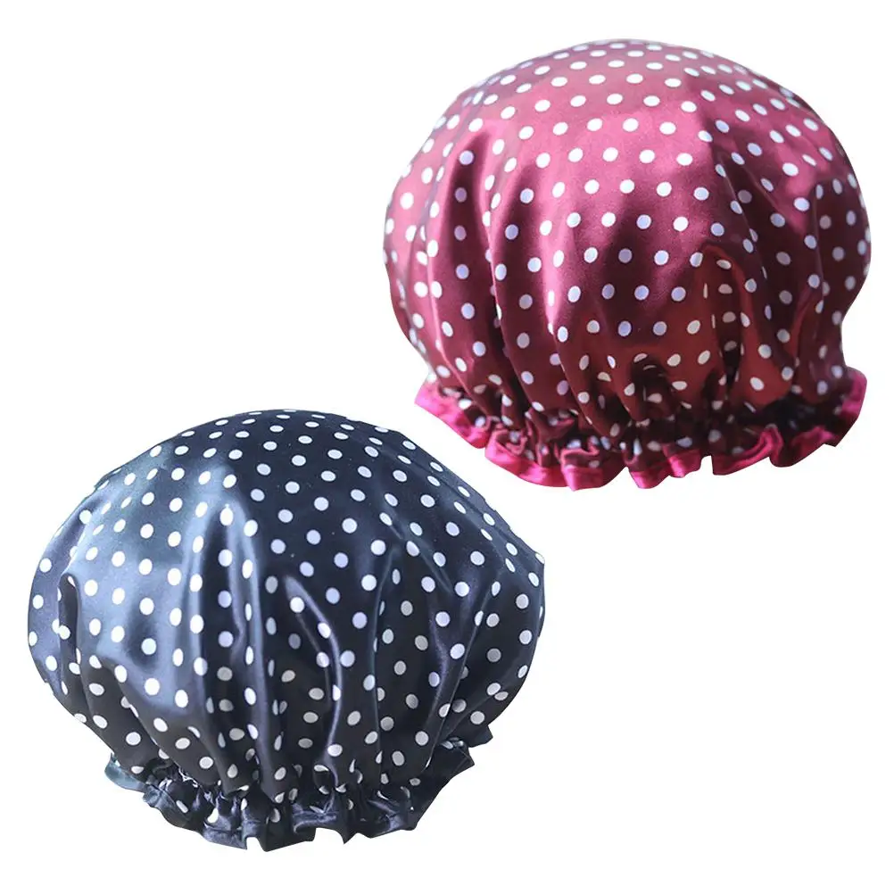

2Pcs ShowerCap SalonHat Lightweight NonToxic Waterproof Foldable BathCaps Reusable HairProtection Travel Shower Cook SPA