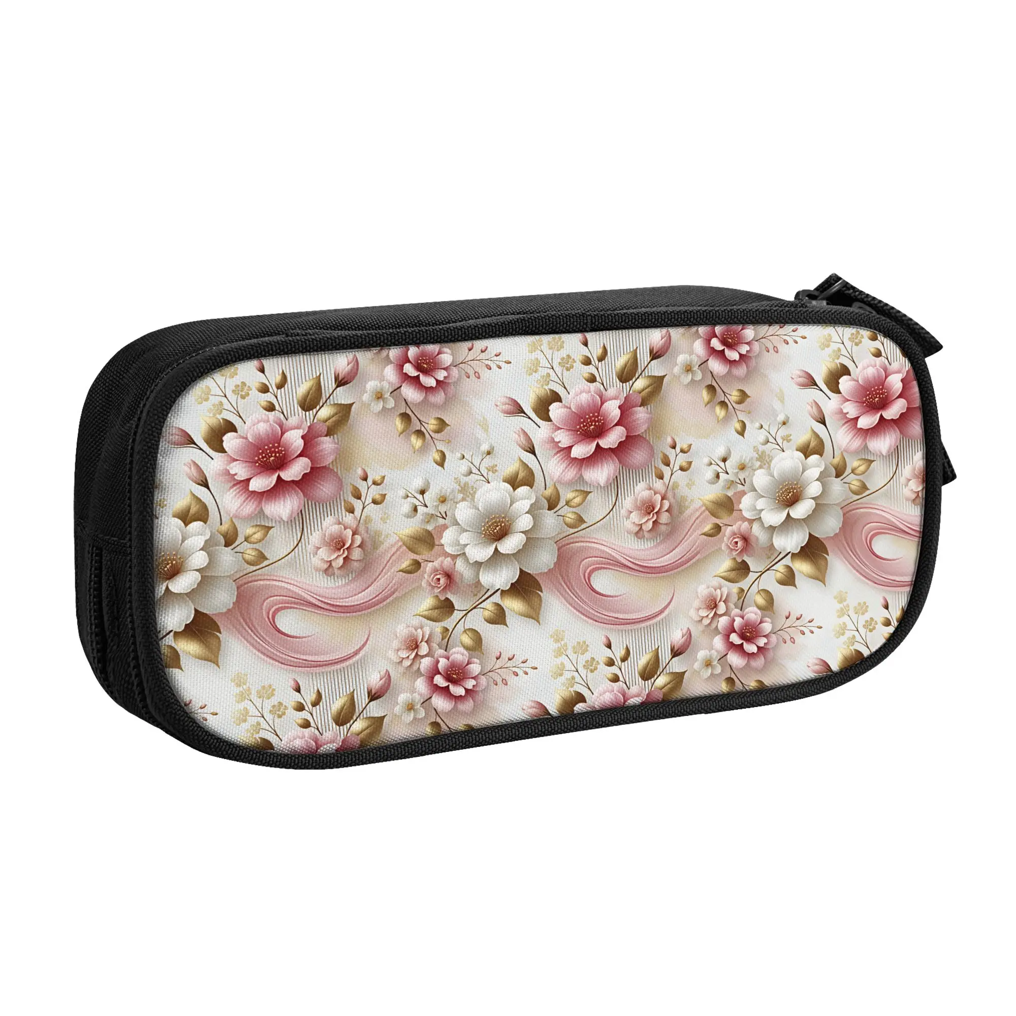 Luxury High 3D Floral Pencil Case for Boy Girl Large Storage Fashion Trend 3D Flowers Pen Bag Box Stationery