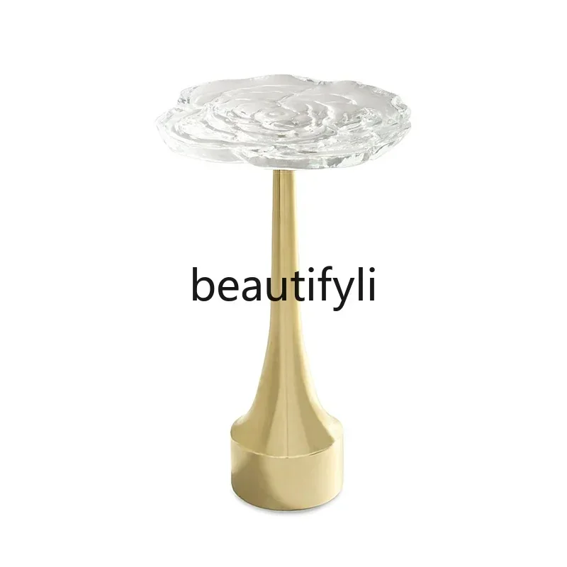 

Light luxury crystal carved edge few rose shape creative living room special-shaped small coffee table