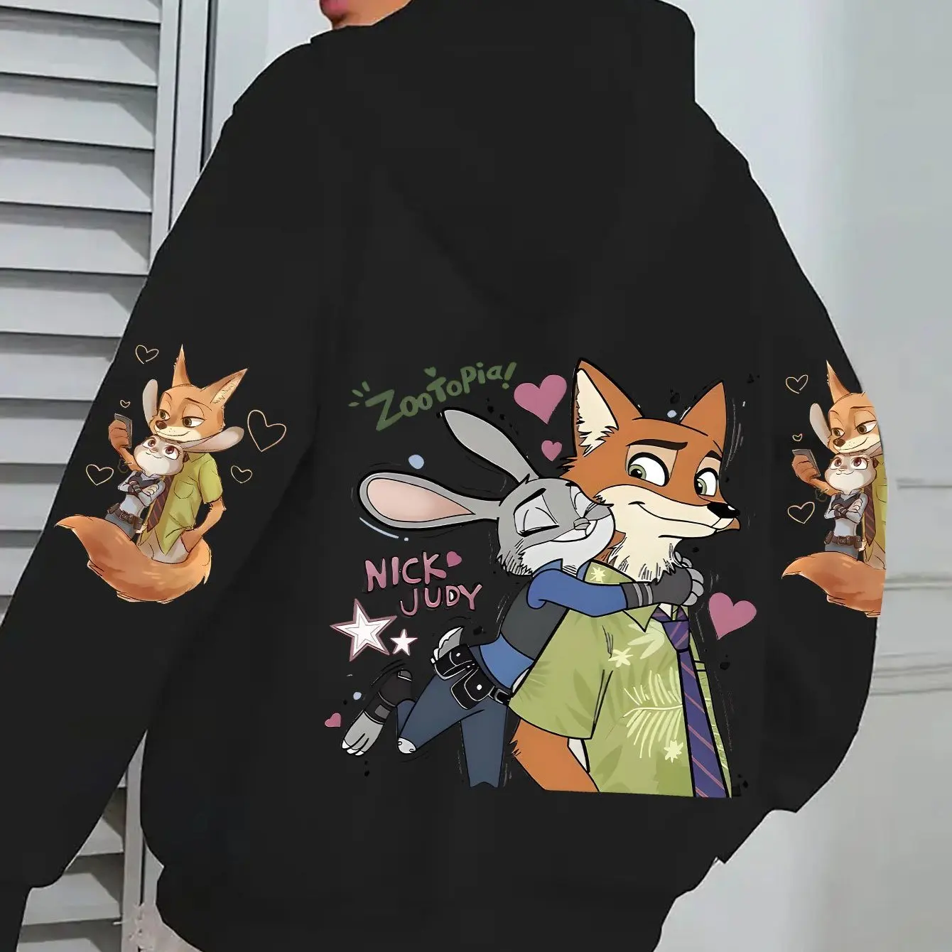 بلوفر ديزني زوتوبيا نيك وجودي كيس بلوفر نسائي، بلوفر شتوي مريح بتصميم شخصية ملابس نسائية