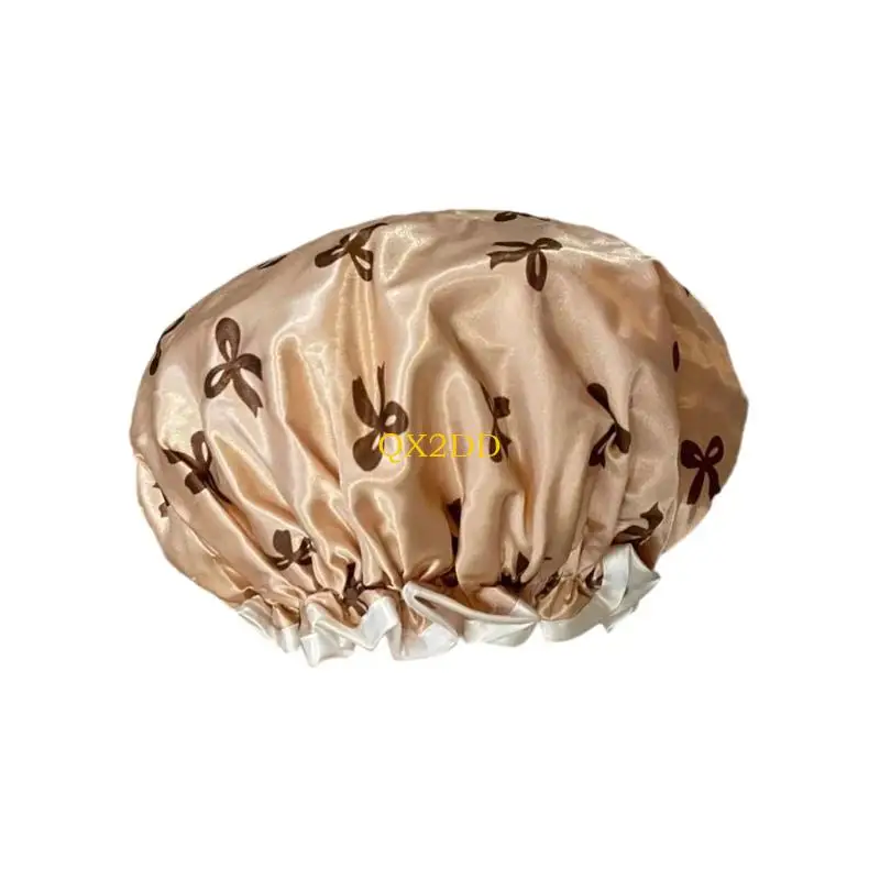 QX2D مرنة الحافة النساء قبعات دش مقاوم للماء مع أقواس زخرفية ملحق حمام ناعم للبنات الأزياء