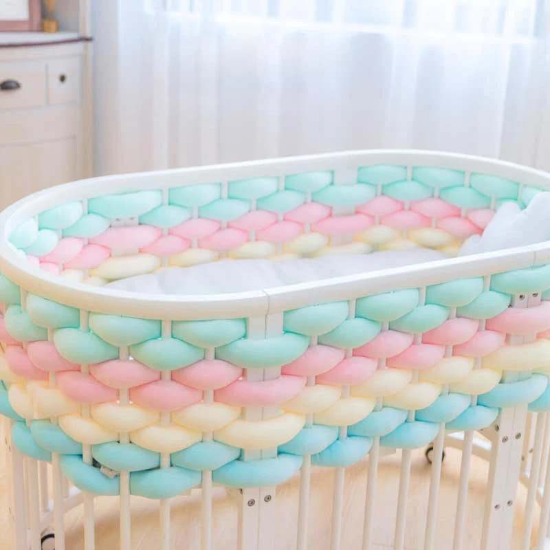 5M/6M Baby Bed Bumper Infant  Pillow Cushion Braid Knot Bumper Crib Bumper Protector Room Decor Long Knotted Bedding