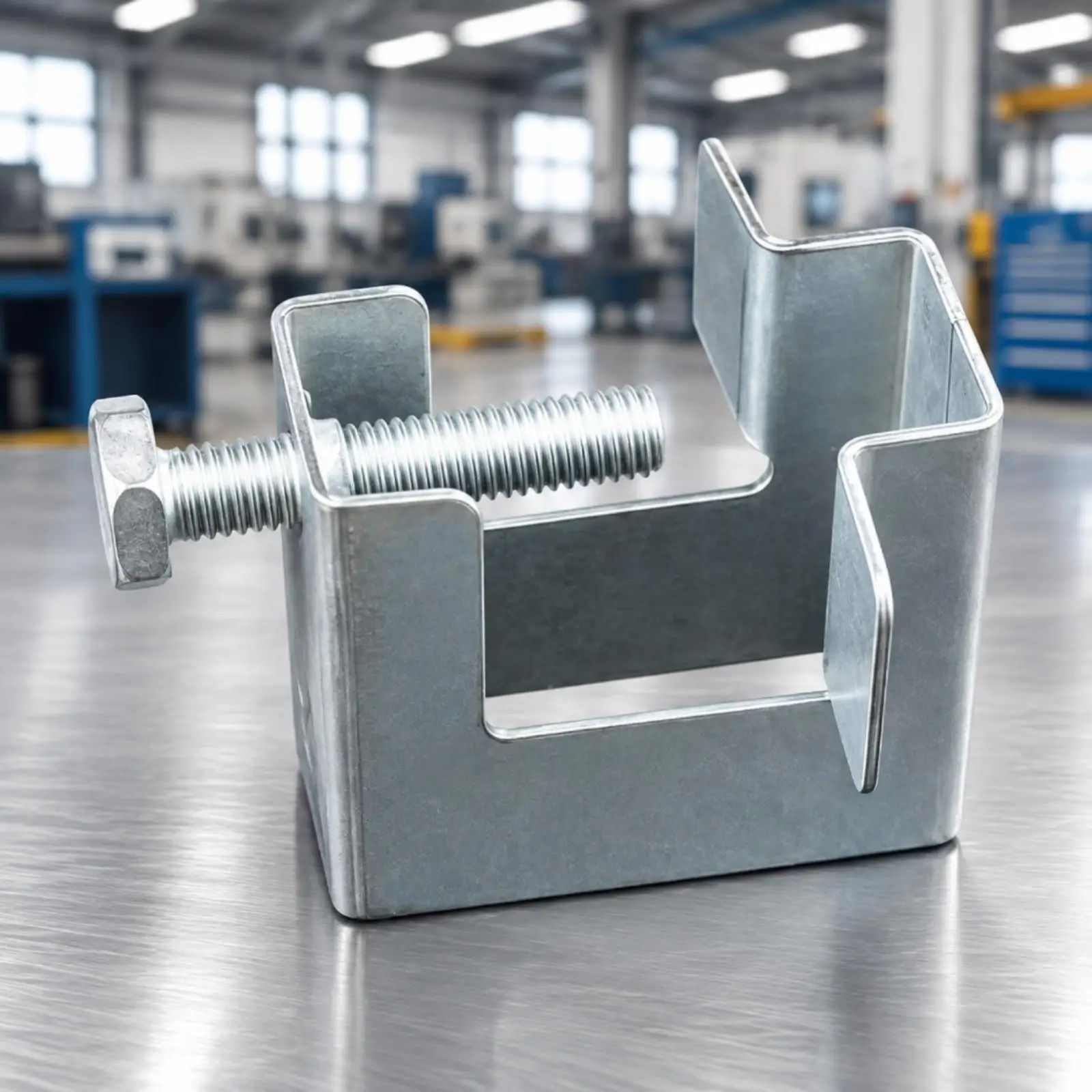 Galvanized Sheet-Metal Clamp Shiny Clamp with Integrated Fastening Hardware Long-Lasting