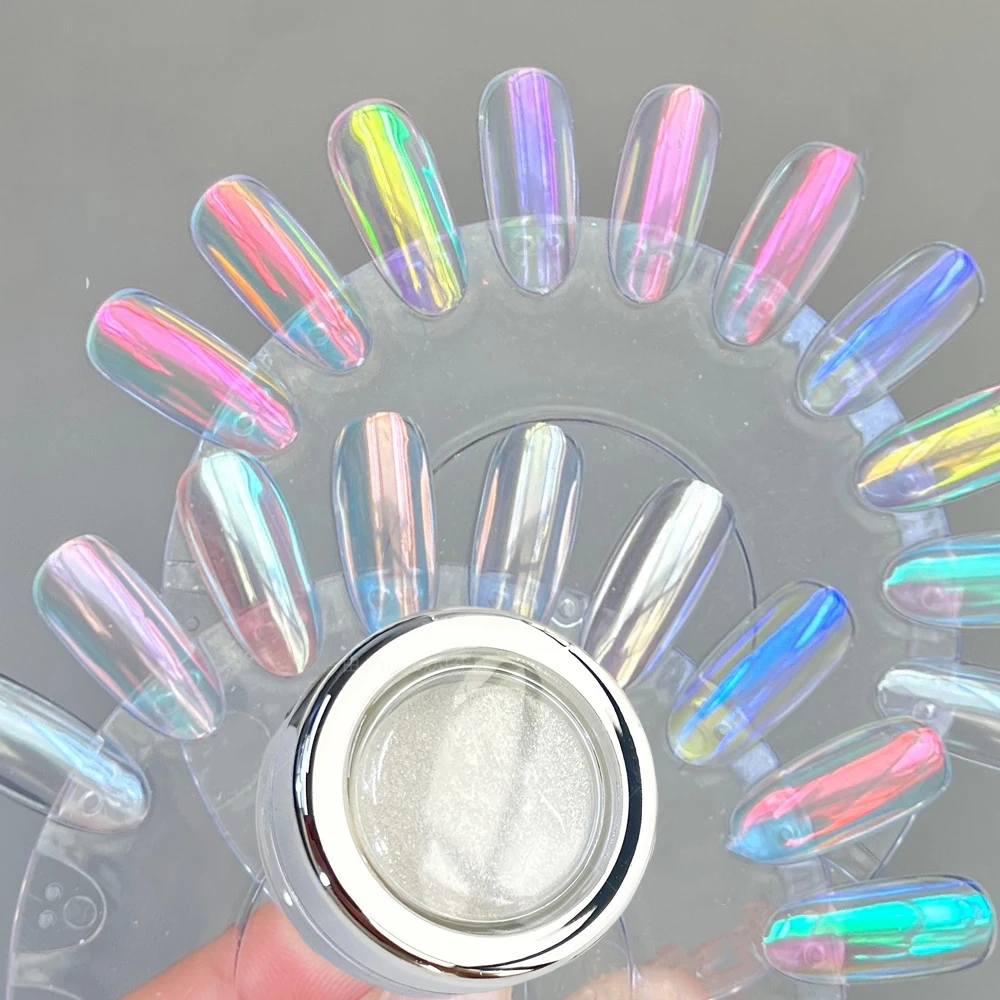 1 Box Maanlicht Magische Spiegel Nagels Poeder 0.2G Metallic Aurora Zijde Stof Nagel Pigment Holografische Glitter UV Gel Nail Art Decor *