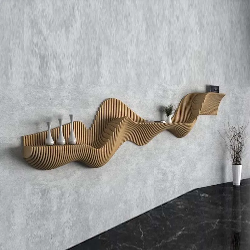 Solid wood art furniture living room TV wall shelf luxury 3d wall art decoration modular combination decoration