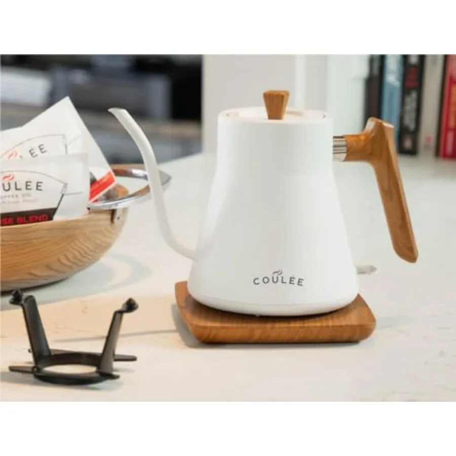 

Electric Gooseneck Kettle with Stainless Steel Interior for Coffee Tea or Matcha Heat Resistant Ergonomic Handle White