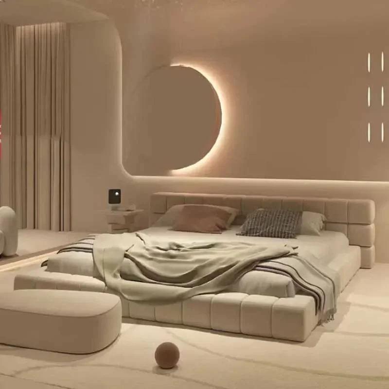 

Storage Nordic Double Bed Wood High End Sleeping Modern Double Bed Home Queen European Cama Matrimonio Furniture For Bedroom