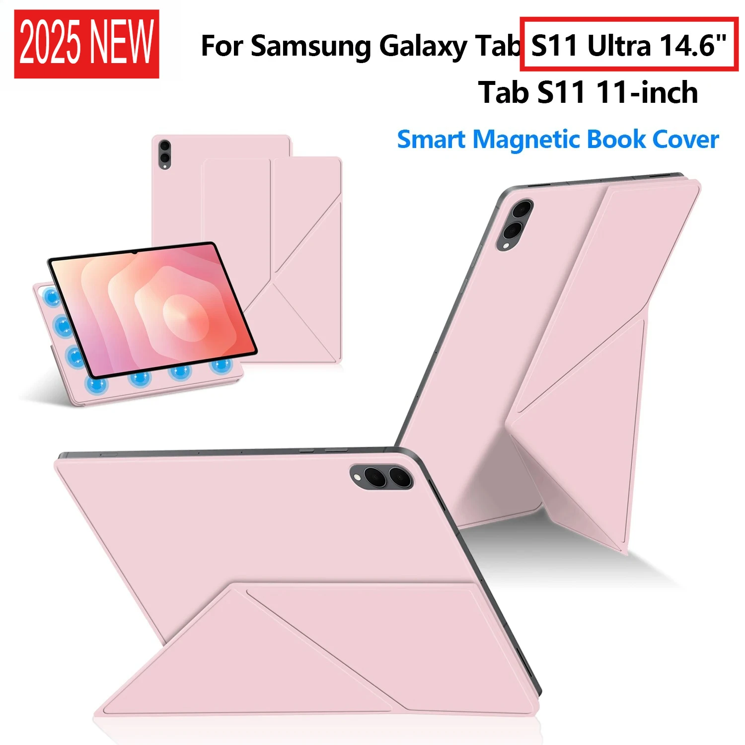 

NEW Magnetic Multi-angle Folding Case for Samsung Galaxy Tab S11 Ultra 14.6 K Fold Tablet Case S11 11 Inch 2025 PU Protect Cover