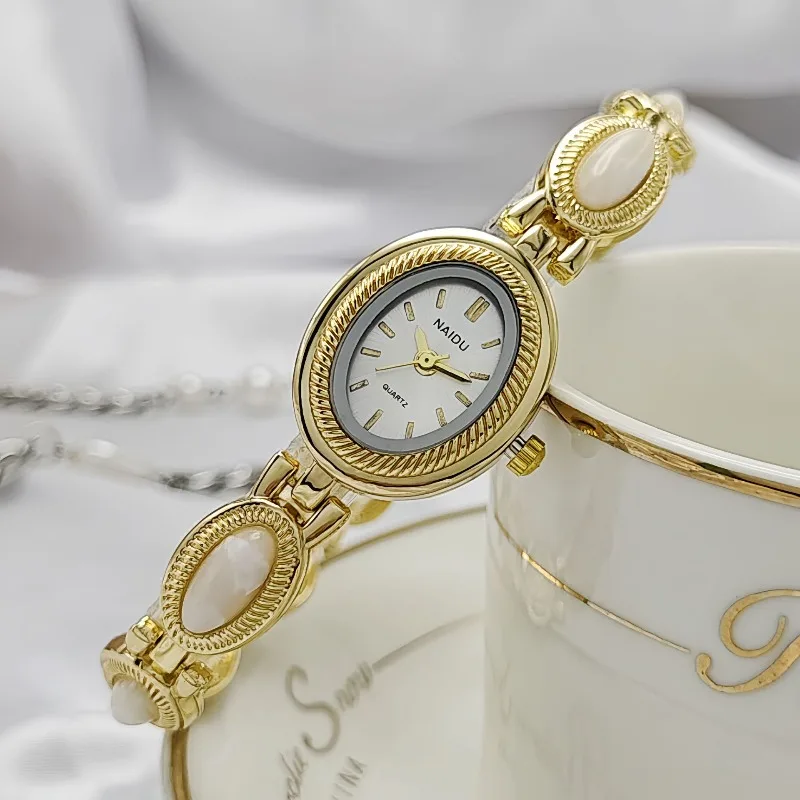 2025 Top Brand Luxury Oval Gold Women Watches Ladies Wrist Watches Bracelet Golden Female Clock Gift for Girlfriend Dropshipping