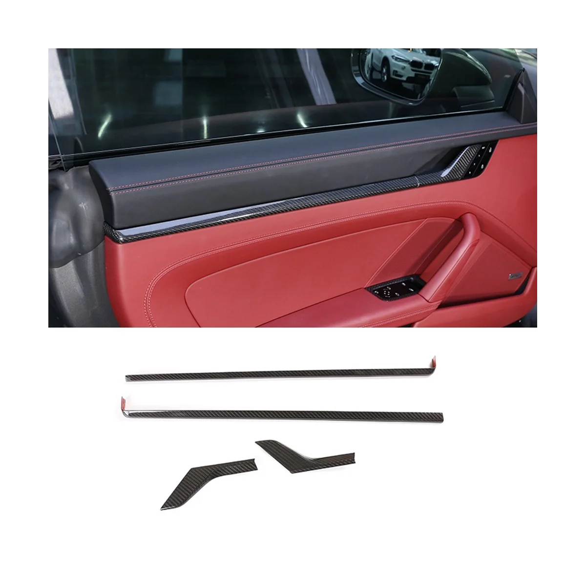 Dry Carbon Fiber Car Inner Door Strip Panel Trim Cover for 911 2019 2020 2021 2022 Accessories