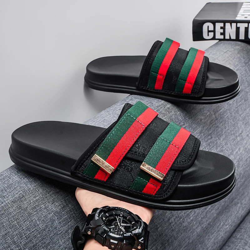 Men's summer classic one-piece slippers lightweight and fashionable satin casual sandals comfortable indoor and outdoor slippers