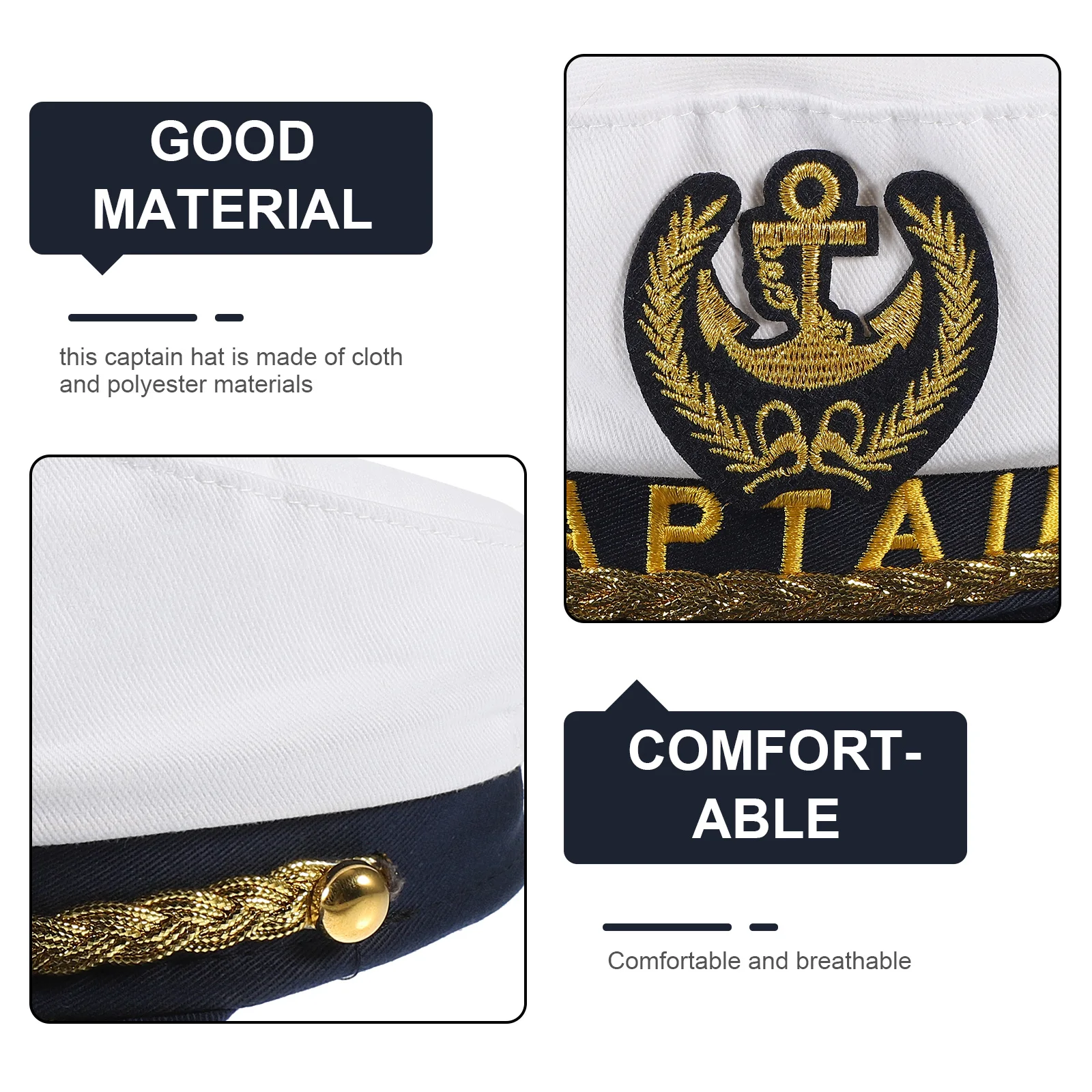 

1pc Captain Hat Sailor Hat Cosplay Party Costume Accessories Fashionable Lightweight Comfortable Adult Men Women Yacht
