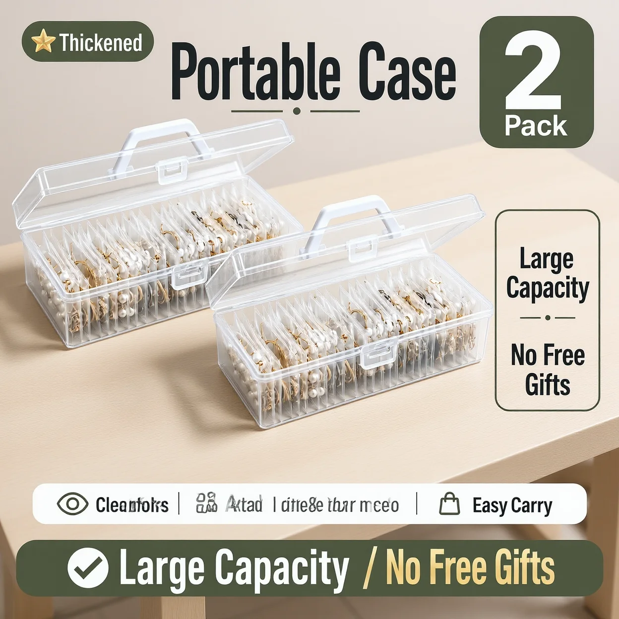 Dustproof Jewelry Case Moisture-Proof Portable Jewelry Box Jewelry Storage Box Transparent For Travel Home Desktop
