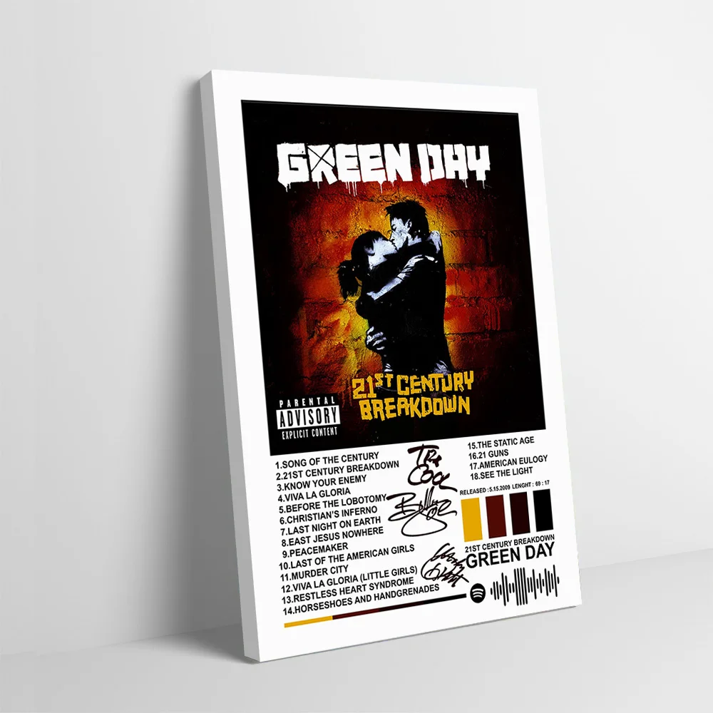 Green Day-Póster impreso de avería del siglo XXI, imágenes personalizables, cuadro sobre lienzo para pared para dormitorio, Deco Wand Deko
