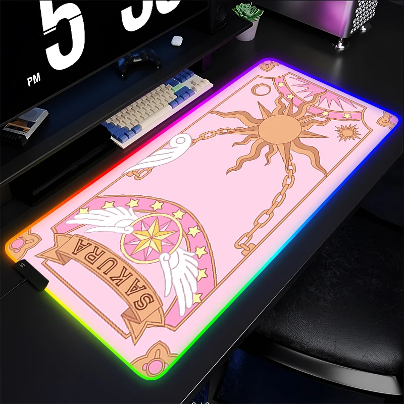 

Mouse Pad Anime Gaming Accessories Mousepad Gamer LED PC Completo Computer Card Captor Sakura Keyboard Pad RGB Desk Mat Varmilo