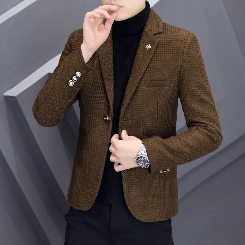 Autumn and Winter Thick Casual Suit Men\'s Korean Version of The Trend Suit Single West Coat Slim Korean Version of Small Suit