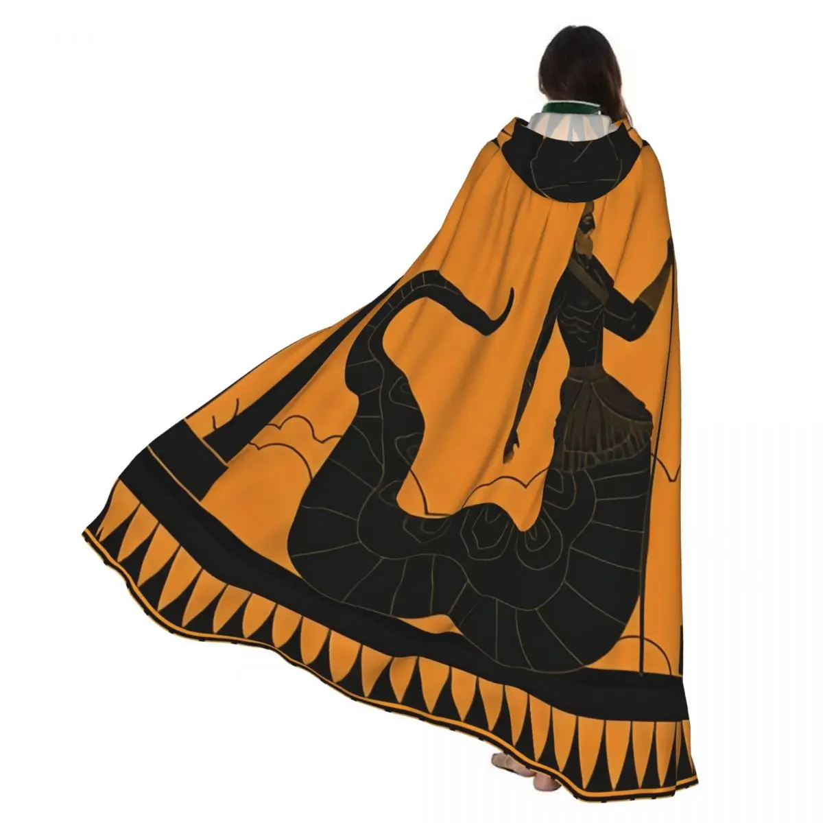 

Adult Vampire Cape Hooded Robe Greek Mythology Cecrops Serpent King Halloween Cloak Full Length Cosplay