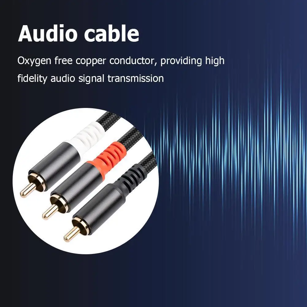 1/2/3/5M Subwoofer Y Cable with Gold-Plated Plugs 1 RCA Male To 2 RCA Male Audio Cable for Home Theater HDTV Amplifiers Speakers