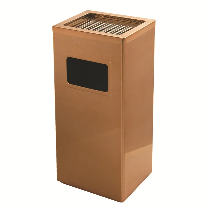Stainless steel seat soot bucket hotel office building elevator entrance square seat peel bin trash can wholesale 14L