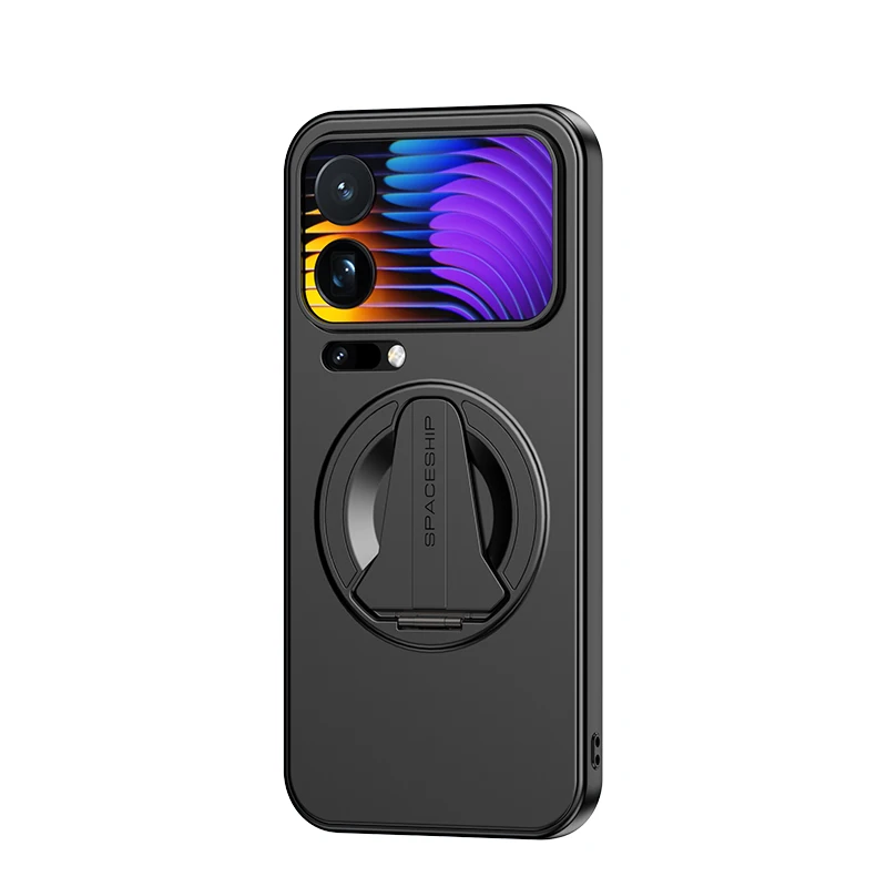 

Fashion Solid Color Phone Case For XiaoMi Mi 17 Pro Max Magnetic Holder PC Hard Shell Protective Shockproof Back Cover