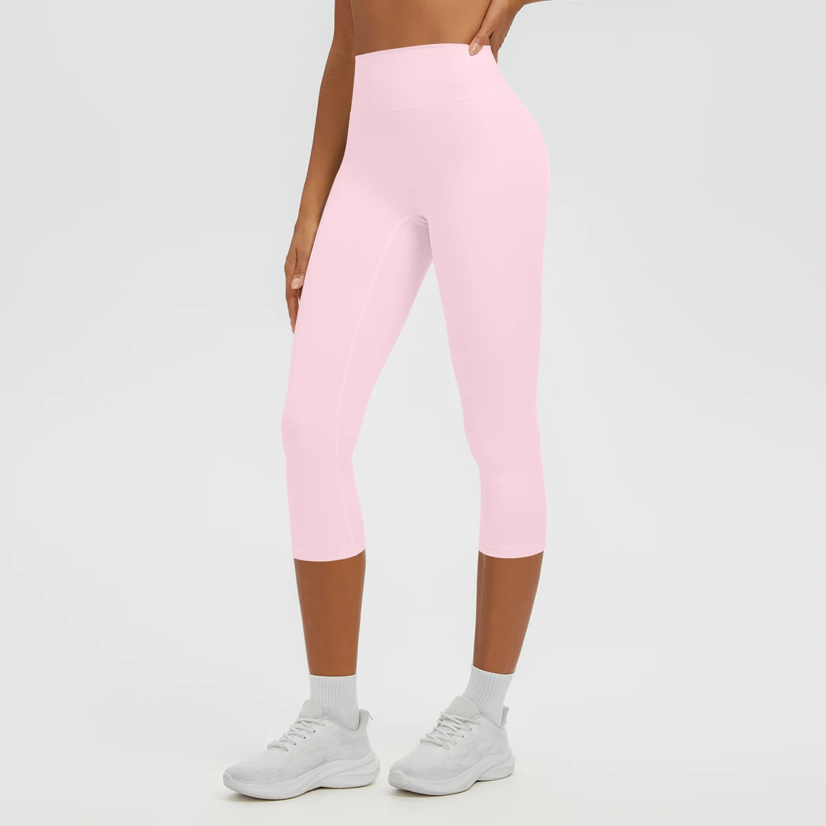 Damen-Yoga-Hosen in mittlerer Länge, einfarbig, mit hoher Dehnbarkeit, Damen-Leggings, Capri-Hosen, für Sommer, Sport, Fitnessstudio, Outdoor-Aktivitäten, Laufen, Damen-Hosen. – Detail 19
