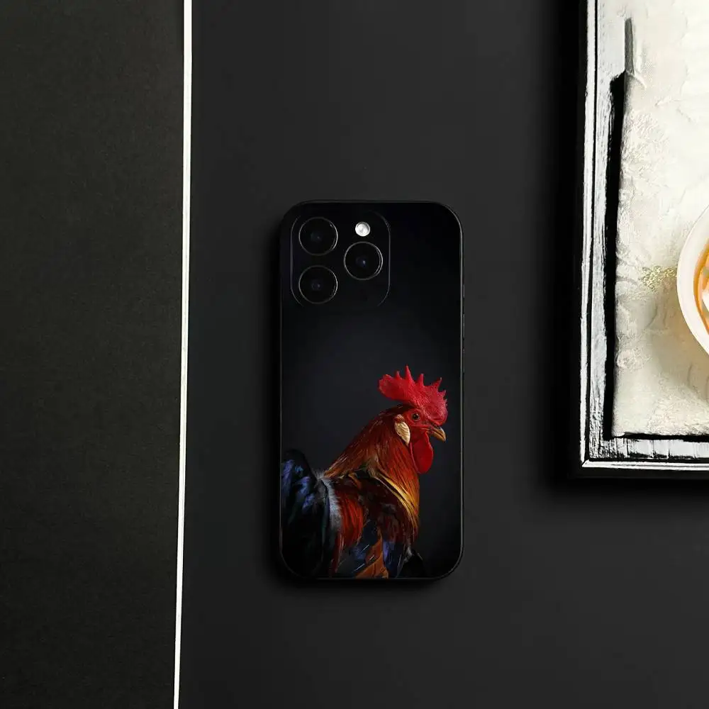 Cock Rooster Chicken Phone Case For iPhone 17 16 15 14 13 12 Pro  ProMax  Plus Shockproof Soft Protective Cover Full
