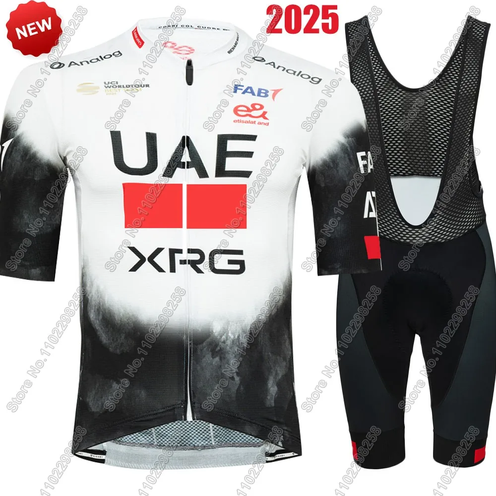

Комплект из джерси UAE Cycling 2025, летняя одежда Pogacar для велоспорта XRG, мужские рубашки для шоссейного велосипеда, костюм, велосипедные шорты нагрудник, одежда для горного велосипеда Майо