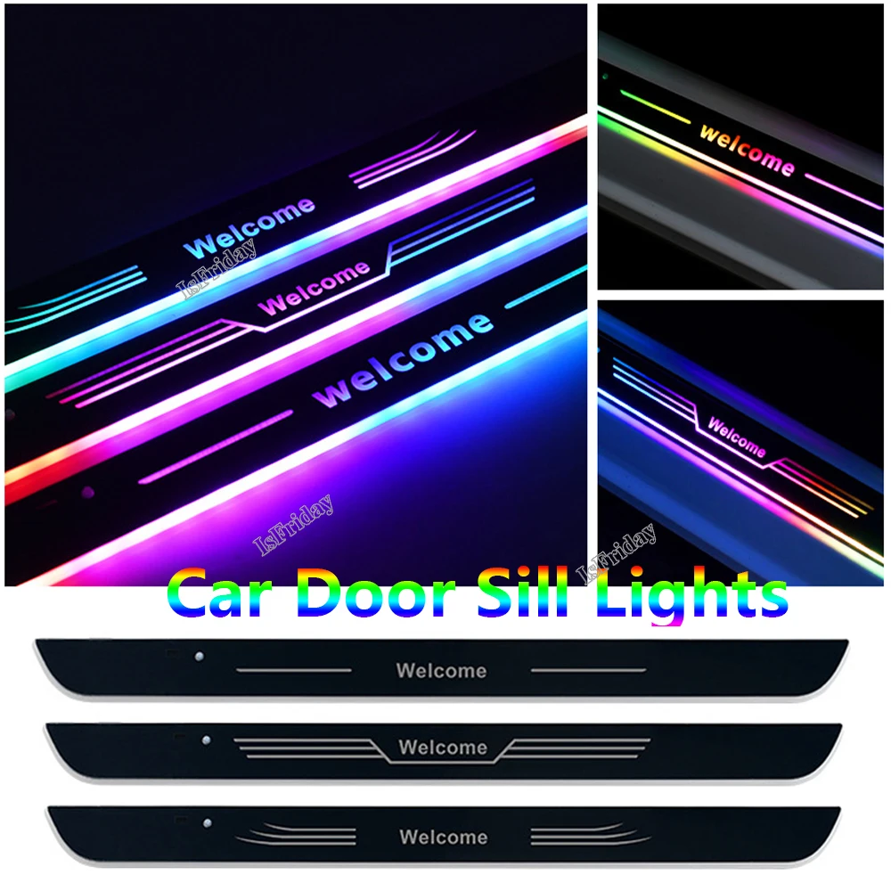 LED Pedal Scuff Threshold Plate Welcome Lamp Symphony Wireless Sensor Customized Car Door Sill Lights with Logo Illuminated Auto