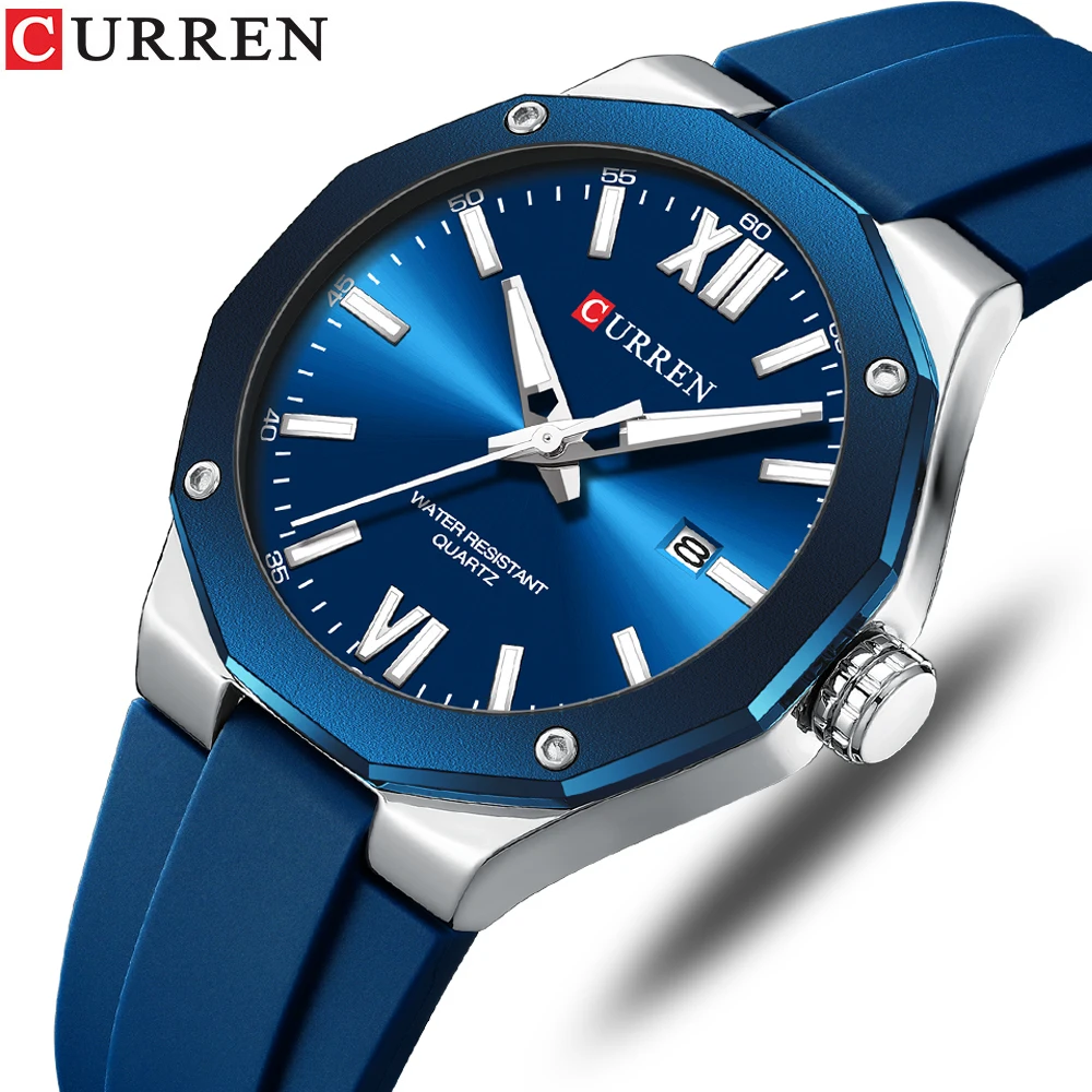 CURREN Watcnes For Men 8465 New Sports Silicone Strap Quartz Watches Luminous Calendar Waterproof Mens Watch Relogios Masculino